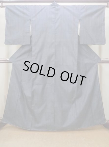 Photo1: Mint M1207R Used Japanese women  Dark Blue OSHIMA-TSUMUGI / Silk. Line,   (Grade A+) (1)