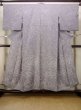 Photo1: M1207U Vintage Japanese women  Grayish Purple HITOE unlined / Silk. Pine tree/branch/needle   (Grade C) (1)