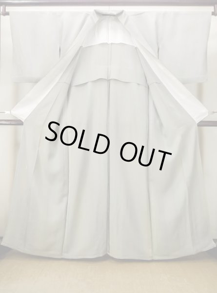 Photo2: M1207V Used Japanese women Pale Grayish Green OJIYATSUMUGI / Silk. Gradation   (Grade B) (2)