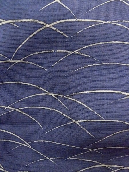Photo6: M1207W Used Japanese women   Navy Blue HITOE unlined / Silk. Grass   (Grade C) (6)