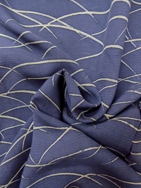 Photo9: M1207W Used Japanese women   Navy Blue HITOE unlined / Silk. Grass   (Grade C) (9)