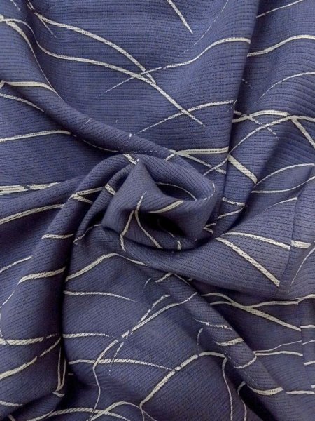 Photo10: M1207W Used Japanese women   Navy Blue HITOE unlined / Silk. Grass   (Grade C) (10)