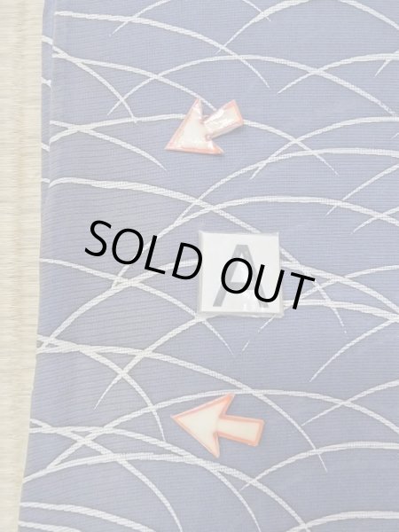 Photo12: M1207W Used Japanese women   Navy Blue HITOE unlined / Silk. Grass   (Grade C) (12)