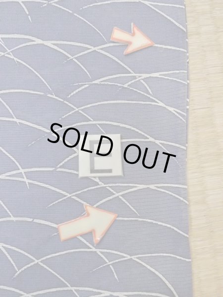 Photo16: M1207W Used Japanese women   Navy Blue HITOE unlined / Silk. Grass   (Grade C) (16)