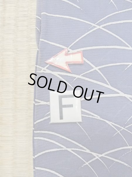 Photo17: M1207W Used Japanese women   Navy Blue HITOE unlined / Silk. Grass   (Grade C) (17)