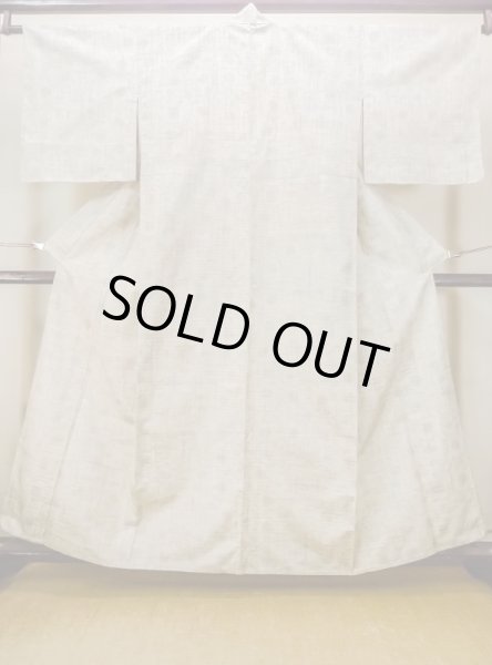 Photo1: M1207Y Vintage Japanese women   Beige HITOE unlined / Silk. Flower,   (Grade B) (1)