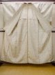 Photo2: M1207Y Vintage Japanese women   Beige HITOE unlined / Silk. Flower,   (Grade B) (2)