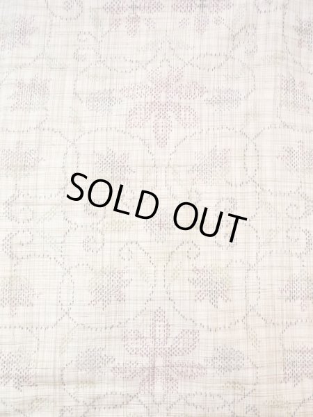 Photo3: M1207Y Vintage Japanese women   Beige HITOE unlined / Silk. Flower,   (Grade B) (3)