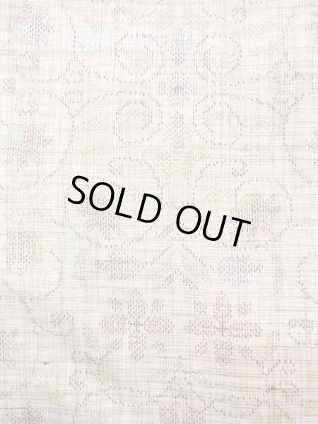 Photo4: M1207Y Vintage Japanese women   Beige HITOE unlined / Silk. Flower,   (Grade B) (4)