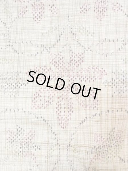 Photo5: M1207Y Vintage Japanese women   Beige HITOE unlined / Silk. Flower,   (Grade B) (5)