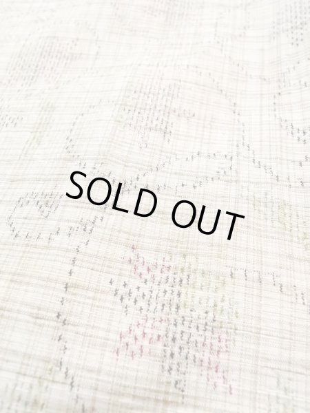 Photo8: M1207Y Vintage Japanese women   Beige HITOE unlined / Silk. Flower,   (Grade B) (8)