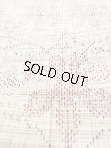 Photo9: M1207Y Vintage Japanese women   Beige HITOE unlined / Silk. Flower,   (Grade B) (9)