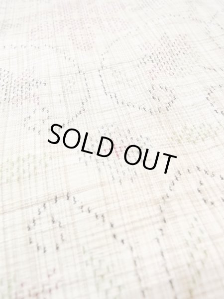 Photo10: M1207Y Vintage Japanese women   Beige HITOE unlined / Silk. Flower,   (Grade B) (10)