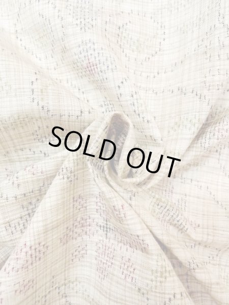 Photo11: M1207Y Vintage Japanese women   Beige HITOE unlined / Silk. Flower,   (Grade B) (11)