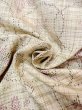 Photo12: M1207Y Vintage Japanese women   Beige HITOE unlined / Silk. Flower,   (Grade B) (12)