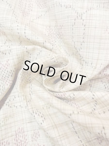 Photo12: M1207Y Vintage Japanese women   Beige HITOE unlined / Silk. Flower,   (Grade B) (12)