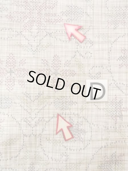 Photo17: M1207Y Vintage Japanese women   Beige HITOE unlined / Silk. Flower,   (Grade B) (17)