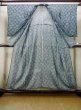 Photo2: M1208A Vintage Japanese women  Grayish Light Blue Cutting cloth / Silk. Stripes, Stains/Soils all over.  (Grade D) (2)