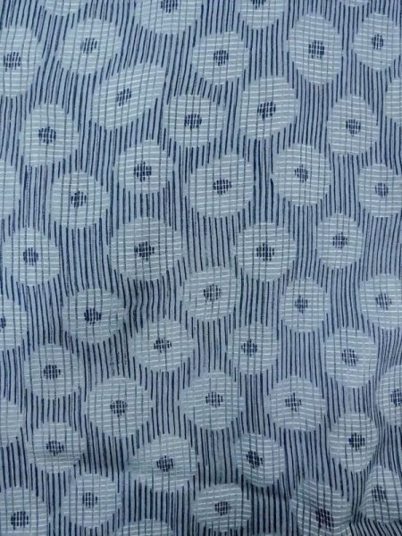 Photo4: M1208A Vintage Japanese women  Grayish Light Blue Cutting cloth / Silk. Stripes, Stains/Soils all over.  (Grade D) (4)