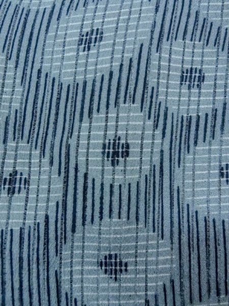 Photo5: M1208A Vintage Japanese women  Grayish Light Blue Cutting cloth / Silk. Stripes, Stains/Soils all over.  (Grade D) (5)