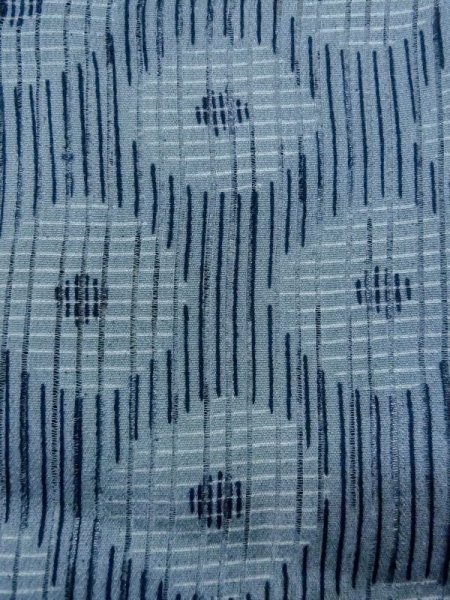 Photo6: M1208A Vintage Japanese women  Grayish Light Blue Cutting cloth / Silk. Stripes, Stains/Soils all over.  (Grade D) (6)