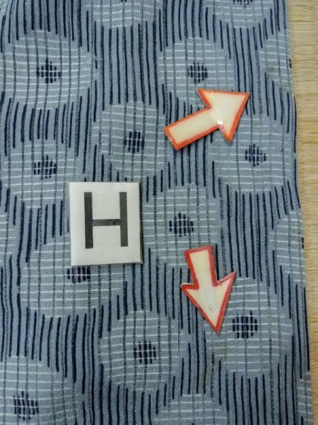 Photo19: M1208A Vintage Japanese women  Grayish Light Blue Cutting cloth / Silk. Stripes, Stains/Soils all over.  (Grade D) (19)