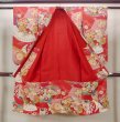 Photo2: M1208C Vintage Japanese women   Red Kids / Silk. Peony,   (Grade C) (2)