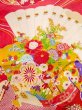 Photo4: M1208C Vintage Japanese women   Red Kids / Silk. Peony,   (Grade C) (4)