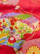 Photo5: M1208C Vintage Japanese women   Red Kids / Silk. Peony,   (Grade C) (5)