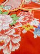 Photo10: M1208D Vintage Japanese women   Red Kids / Silk. Peony,   (Grade D) (10)