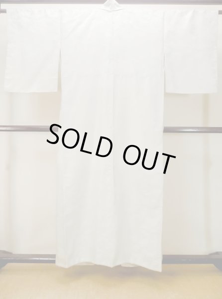 Photo2: M1215E Antique Japanese women  Pale Green JUBAN undergarment / Silk. UME plum bloom, The lining has holes or rips. Small holes all over.  (Grade D) (2)