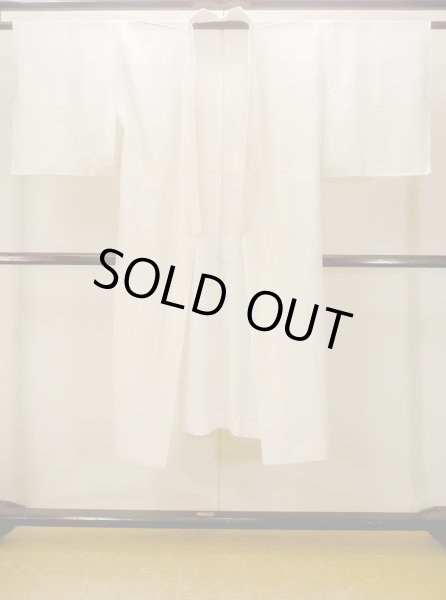 Photo1: M1215G Vintage Japanese women   White Juban unlined / Silk.    (Grade B) (1)