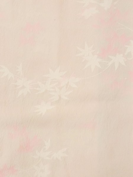 Photo4: M1215I Vintage Japanese women Pale Light Pink JUBAN undergarment / Synthetic. MOMIJI maple leaf,   (Grade C) (4)