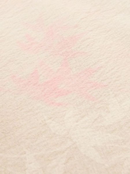 Photo7: M1215I Vintage Japanese women Pale Light Pink JUBAN undergarment / Synthetic. MOMIJI maple leaf,   (Grade C) (7)