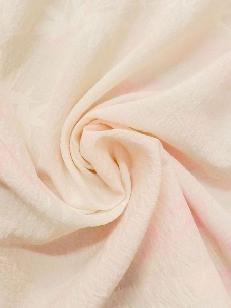 Photo10: M1215I Vintage Japanese women Pale Light Pink JUBAN undergarment / Synthetic. MOMIJI maple leaf,   (Grade C) (10)