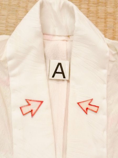 Photo12: M1215I Vintage Japanese women Pale Light Pink JUBAN undergarment / Synthetic. MOMIJI maple leaf,   (Grade C) (12)