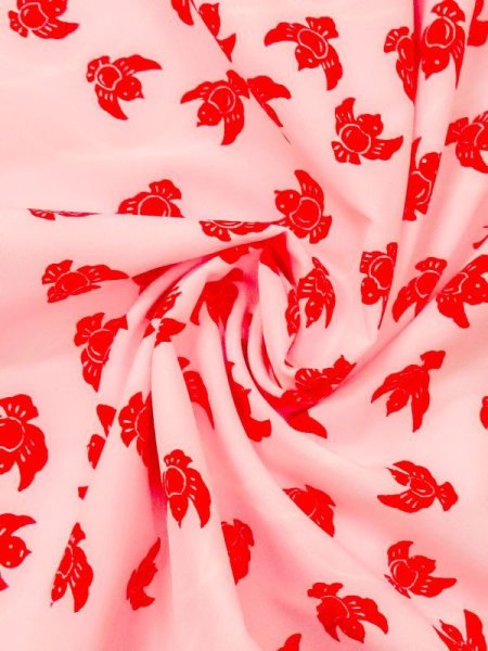 Photo9: M1215L Vintage Japanese women   Pink JUBAN undergarment / Synthetic. Grass,   (Grade C) (9)