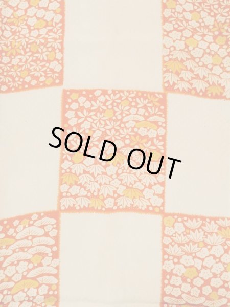 Photo3: M1215M Antique Japanese women   Ivory JUBAN undergarment / Silk. UME plum bloom,   (Grade C) (3)