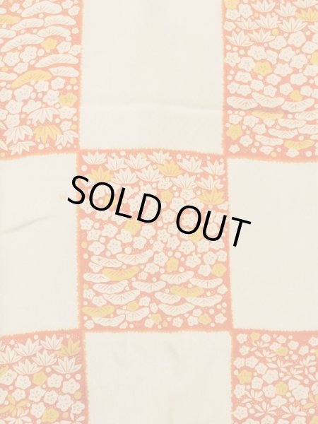 Photo4: M1215M Antique Japanese women   Ivory JUBAN undergarment / Silk. UME plum bloom,   (Grade C) (4)