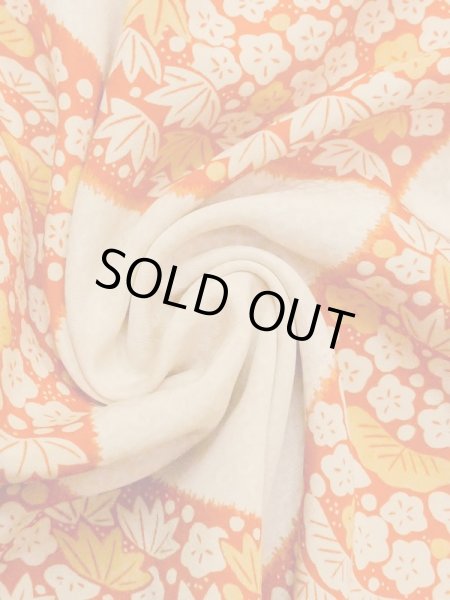 Photo12: M1215M Antique Japanese women   Ivory JUBAN undergarment / Silk. UME plum bloom,   (Grade C) (12)