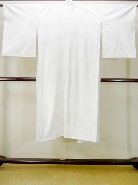 Photo2: M1215O Vintage Japanese women   White JUBAN undergarment / Synthetic.    (Grade C) (2)