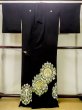 Photo2: M1215Q Vintage Japanese women   Black TOMESODE formal / Silk. Peacock,   (Grade C) (2)