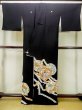 Photo2: M1215S Vintage Japanese women   Black TOMESODE formal / Silk. Chrysanthemum,   (Grade C) (2)