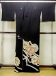 Photo2: M1215S Vintage Japanese women   Black TOMESODE formal / Silk. Chrysanthemum,   (Grade C) (2)