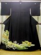 Photo1: M1215T Vintage Japanese women   Black TOMESODE formal / Silk. Chrysanthemum,   (Grade C) (1)