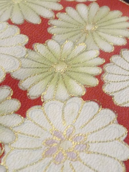 Photo11: M1215V Vintage Japanese women   Black TOMESODE formal / Silk. Chrysanthemum,   (Grade C) (11)