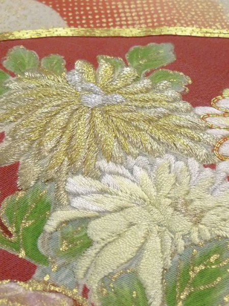 Photo12: M1215V Vintage Japanese women   Black TOMESODE formal / Silk. Chrysanthemum,   (Grade C) (12)