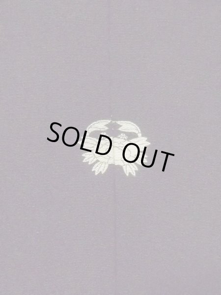 Photo4: M1215X Vintage Japanese women   Black TOMESODE formal / Silk. Chrysanthemum, Aging deterioration. There is an impression from use.  (Grade C) (4)