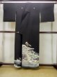 Photo2: M1215Y Vintage Japanese women   Black TOMESODE formal / Silk. Pine tree/branch/needle,   (Grade C) (2)