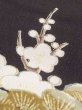 Photo12: M1216C Vintage Japanese women   Black TOMESODE formal / Synthetic. UME plum bloom,   (Grade C) (12)